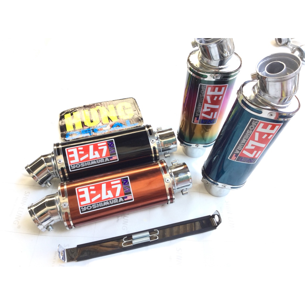 Bộ pô yosimura XANH full cổ CONG 2 KHÚC INOX 304 GẮN XE EXCITER, WINER SONIC
