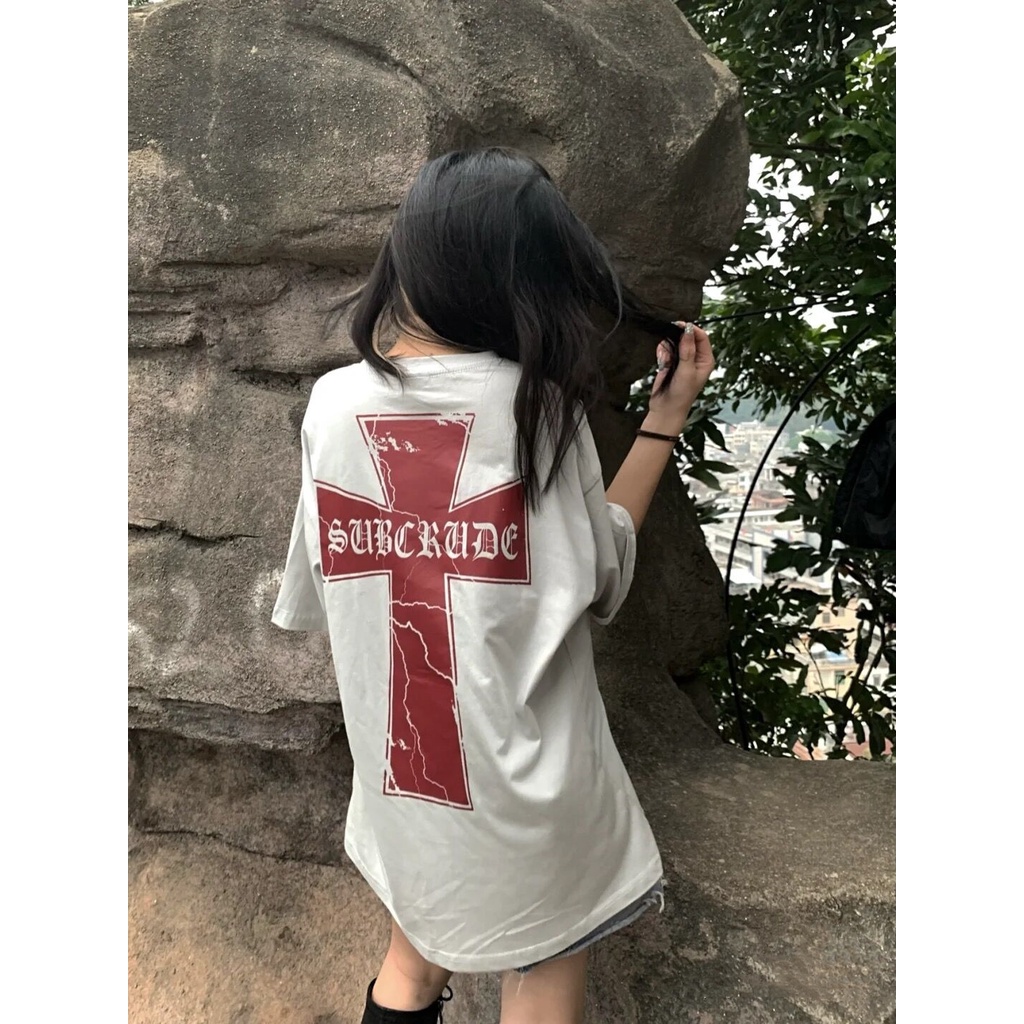 Áo Thun Nữ Ngắn Tay Dáng Rộng Đan Chéo Thời Trang