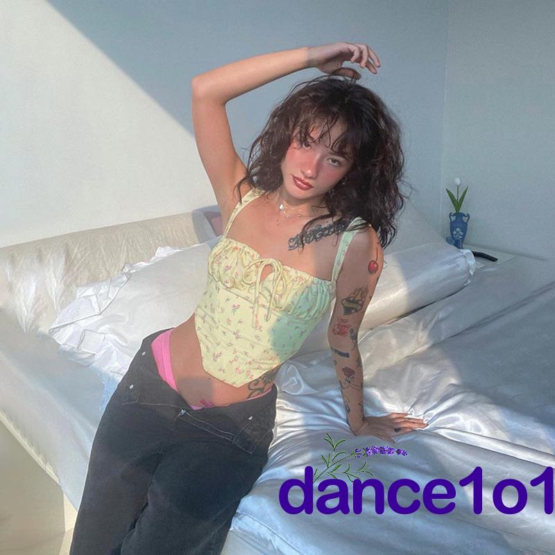 Áo Lửng Hai Dây Họa Tiết Hoa Gợi Cảm Cho Nữ