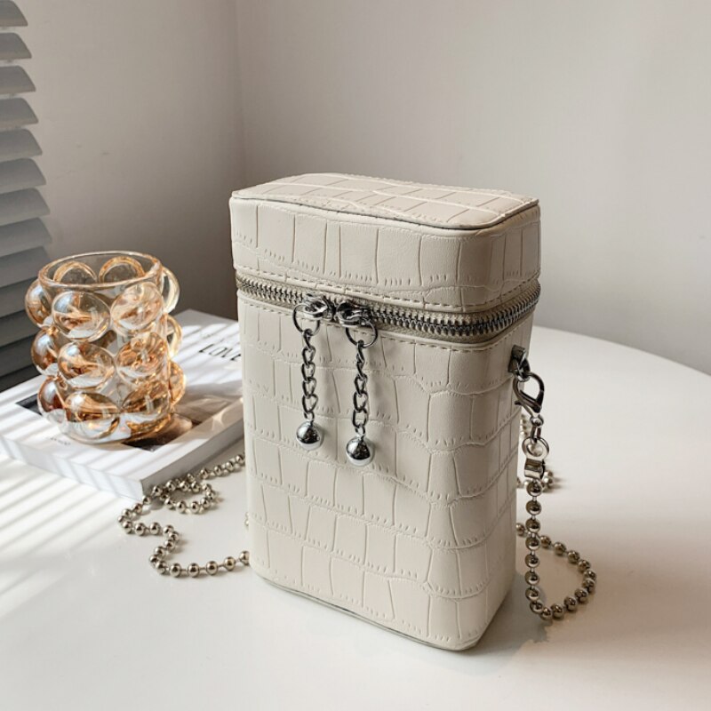 Túi Đeo Vai JASMIN NOIR Bằng Da PU Nhỏ Gọn Phối Dây Xích Thời Trang Cho Nữ