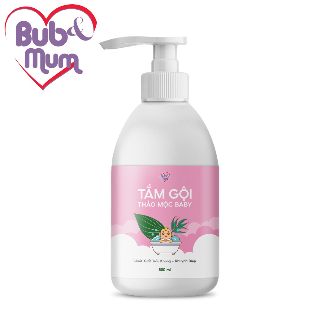 Sữa tắm gội cho bé chiết xuất thảo mộc Trầu Không-Khuynh Diệp 500ml BuB&MuM