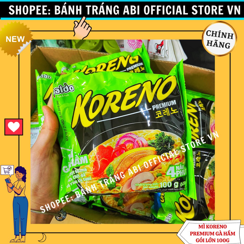 [MỚI RA MẮT] MÌ KORENO PREMIUM LOẠI MỚI HẢI SẢN CAY-GÀ HẦM GÓI LỚN 100G | BigBuy360 - bigbuy360.vn