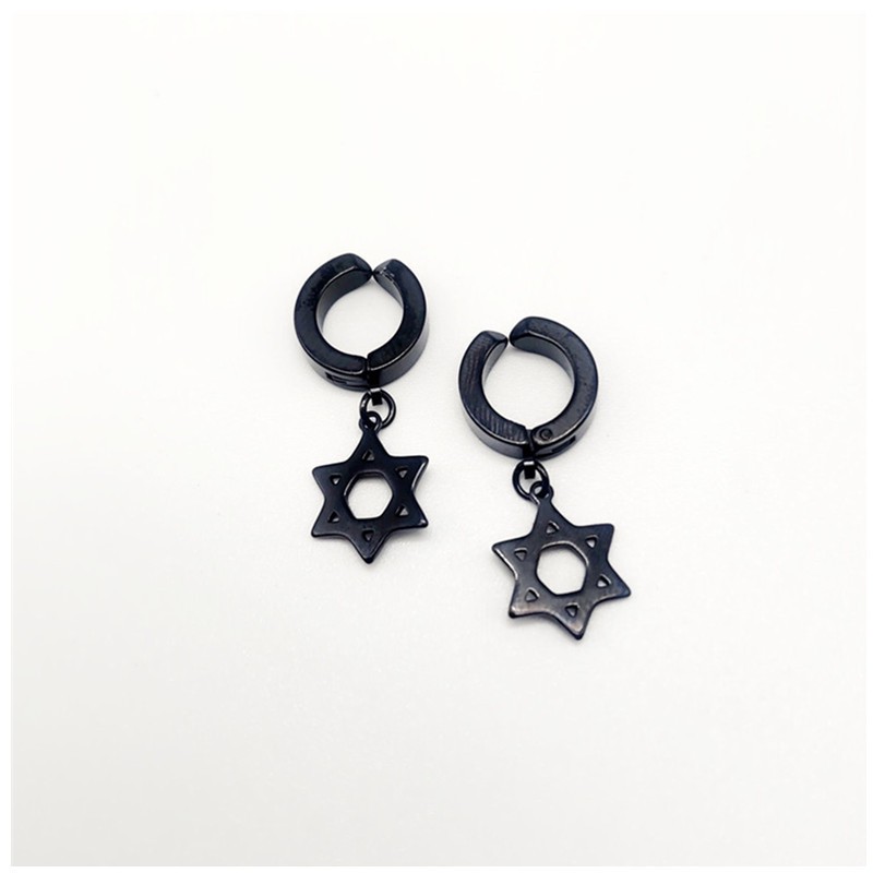 Khuyên Tai Nam Nữ Kẹp Vành Titan hình sao 6 cánh độc lạ cá tính