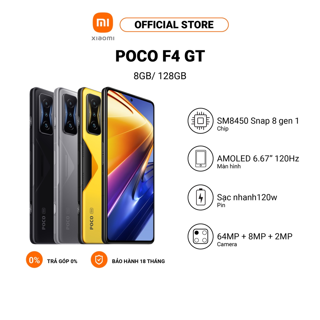 Điện thoại POCO F4 GT 8GB/128GB Snapdragon 8 Gen1-8GB/12GB-120w Charge