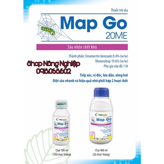 Map Go 20ME 480ml, sản phẩm sinh học trừ côn trùng cho cây trồng.