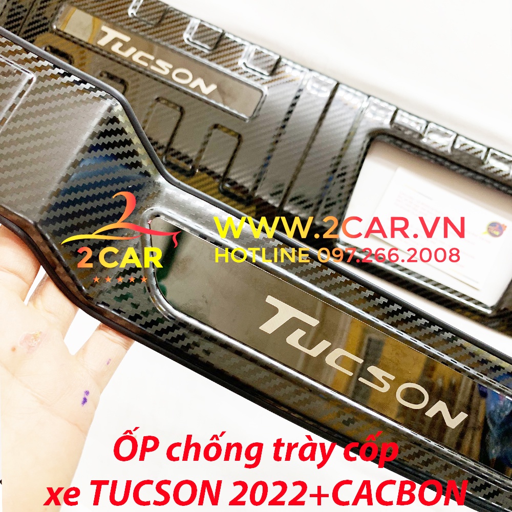 Ốp chống trầy cốp trong, ngoài CACBON xe Hyundai Tucson 2022 – 2023 - MẪU CARBON ( hàng cao cấp)