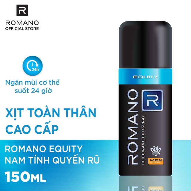 Xịt toàn thân Romano Equity 150ml tặng nước hoa bỏ túi 18ml