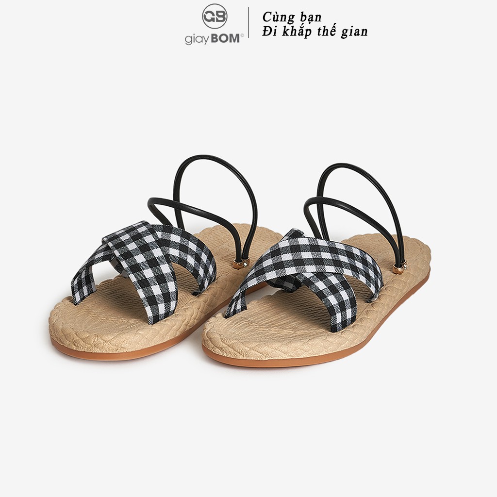 Giày sandal nữ giayBOM quai chéo họa tiết caro GB00123