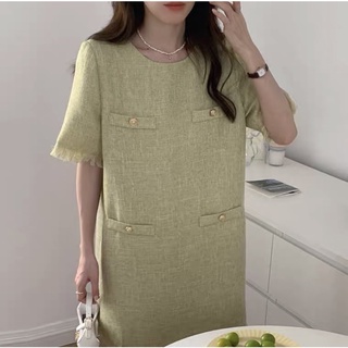[ ORDER 15-20 NGÀY ] VÁY DẠ TWEET TAY NGẮN PHONG CÁCH HÀN QUỐC