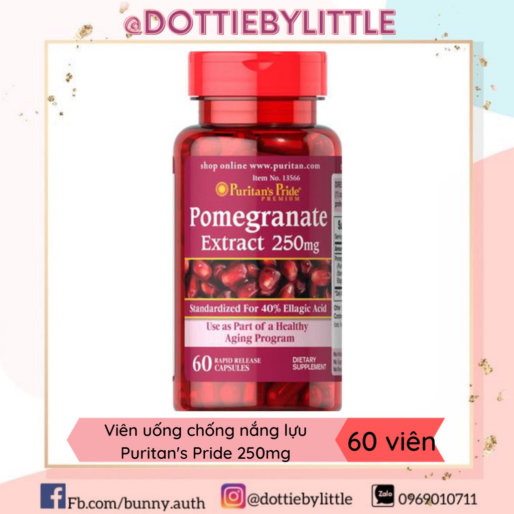 Viên chống nắng lựu Puritan’s Pride Pomegranate Extract 250mg
