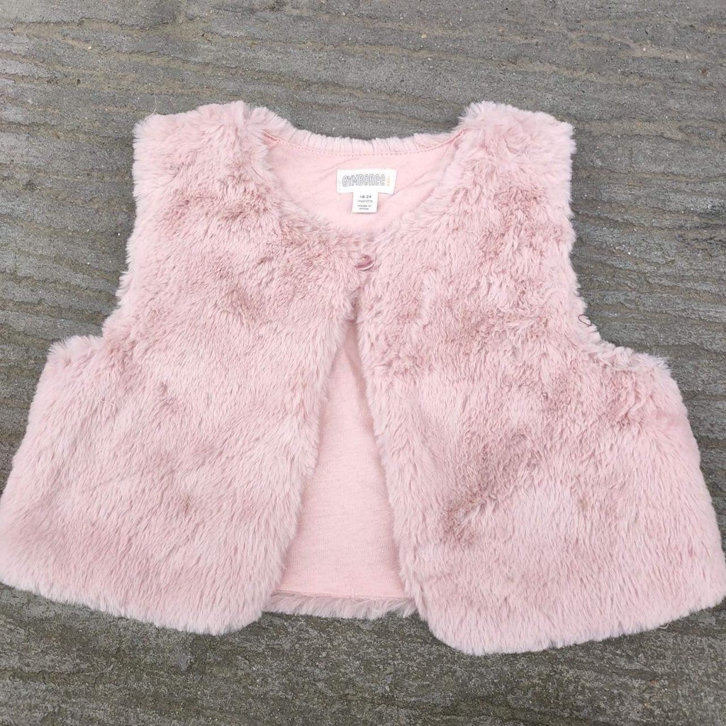 Áo gile lông hồng hàng Gymboree hàng dư hịn cho bé gái 0 - 3y