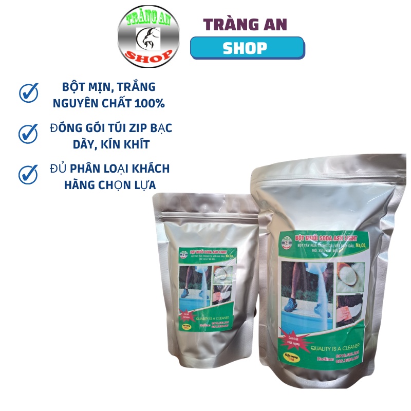 1 Kg Bột Soda Tẩy Rửa Công Nghiệp, Dầu Mỡ Nhà Bếp, Xử Lý Bể Bơi Đóng Gói Túi Zip Bạc