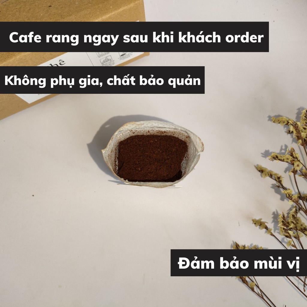 Cà phê phin giấy rang xay Robusta và Arabica nguyên chất chuẩn vị set 3 gói nhỏ gọn tiện lợi mang đi du lịch