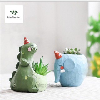 Chậu trồng cây hình thú - khủng long bụng phệ