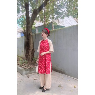 Áo dài cách tân hoa đỏ