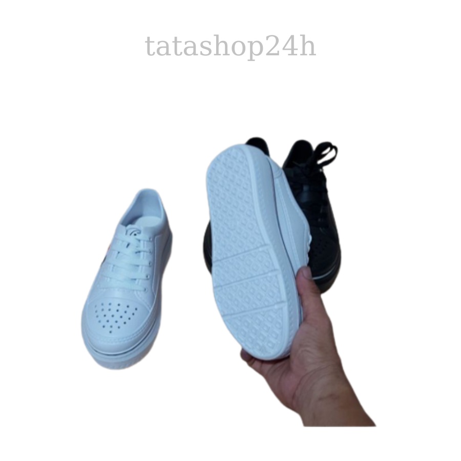 Giày bata nhựa cột dây nữ nâng đế 3 phân thời trang