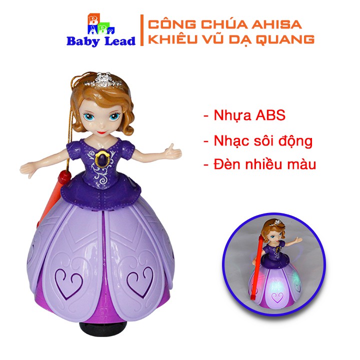 Đèn lồng công chúa Ahisa múa váy xoè Babylead có đèn và nhạc thiếu nhi tặng kèm tay cầm đi dạo trung thu