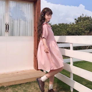ĐẦM BABYDOLL HỒNG CỔ BÈO.