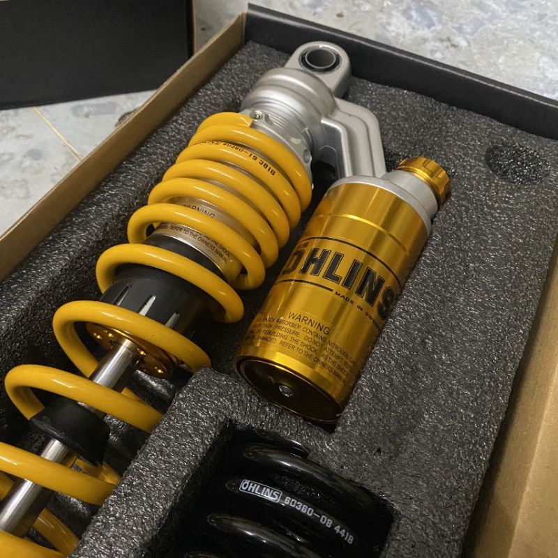 Phuộc nhún sau OHLINS bình dầu TĂNG CHỈNH THIỆT cho các xe AB  Novo 4 5 6 Impulse NVX PCX Dylan ...