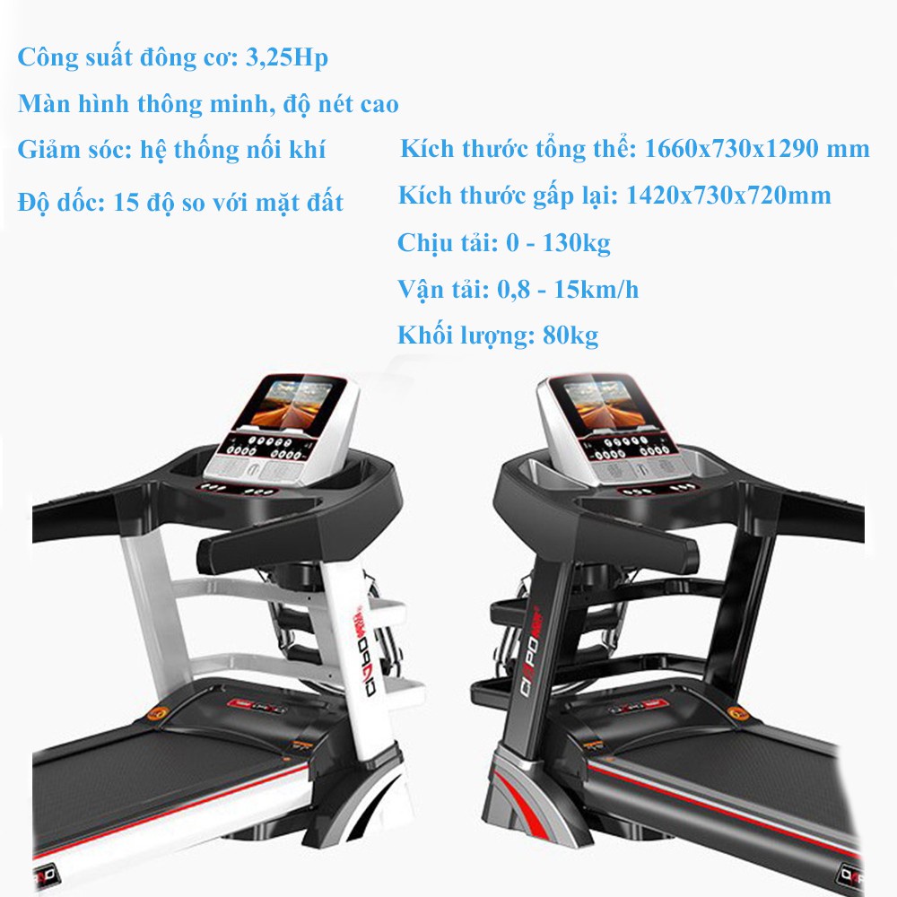 Máy Chạy Bộ Đa Năng CIAPO A4 Cao Cấp Màn Hình 5.5inh, Máy Chạy Bộ Gấp Gọn Tại Nhà Chế Độ Leo Dốc