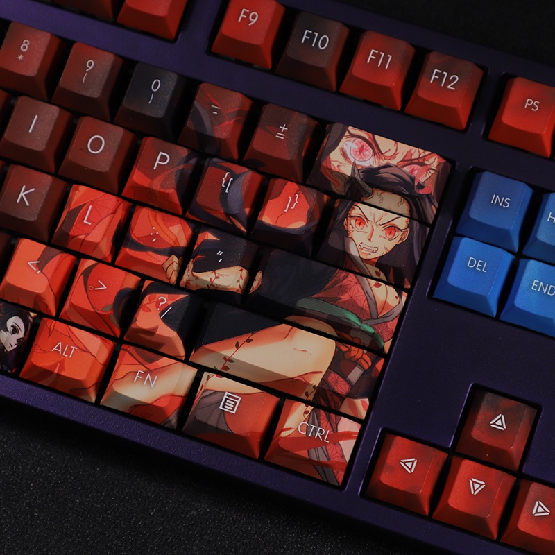 Demon Slayer Keycaps Cherry Profile Kamado Nezuko Anime Gradient Color PBT Thuốc nhuộm thăng hoa Bàn phím cơ học Keycaps