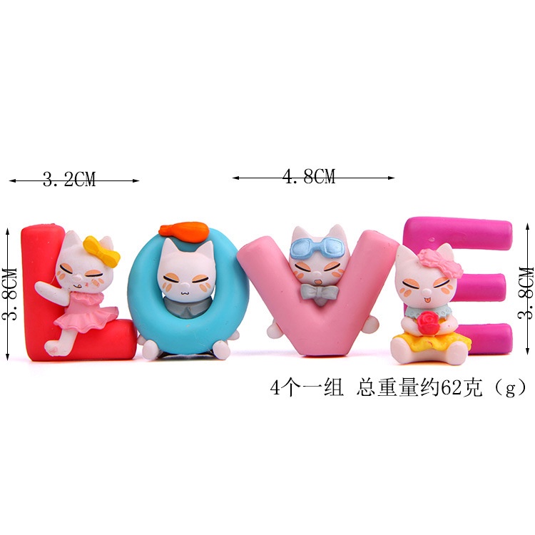 Bộ 4 Món Đồ Thời Trang Cá Tính ❁ Mèo &quot;Tình Yêu&quot; - Đồ Trang Trí ❁ Hồ Cá Mini Trang Trí Bàn Làm Việc