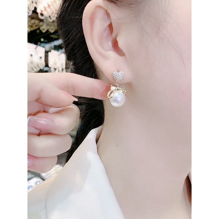 Bông Tai Mạ Bạc 925 Đính Ngọc Trai Nhân Tạo Phong Cách Hàn Quốc Thời Trang Mùa Hè Mới