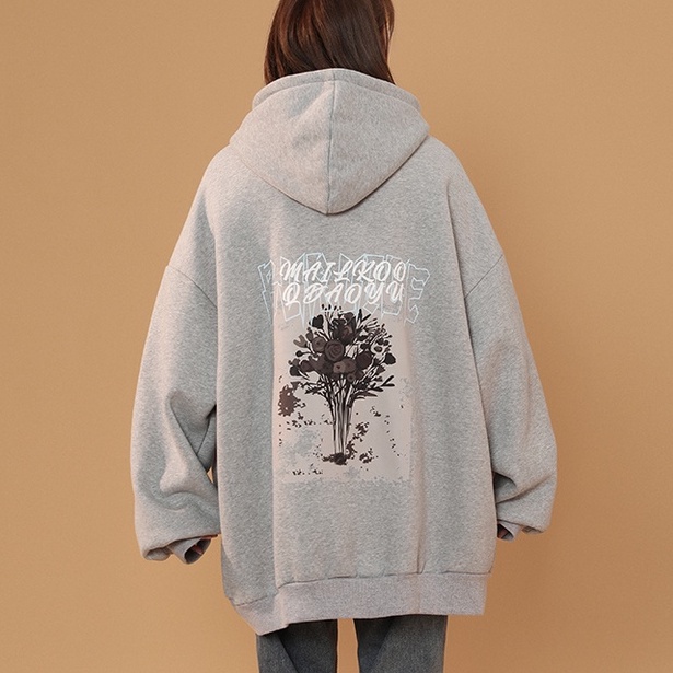 Áo Hoodie Tay Dài Dáng Rộng In Họa Tiết Phong Cách Retro