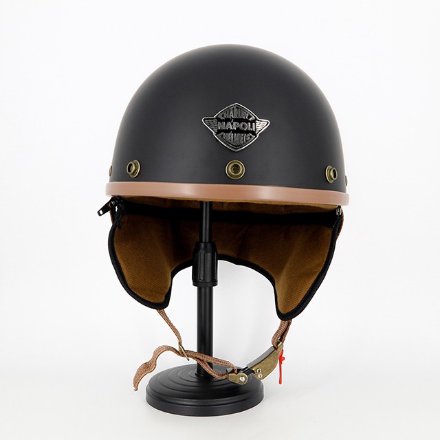 Mũ bảo hiểm Napoli phi công nữa đầu (mũ màu đen nhám) + kính phi công
