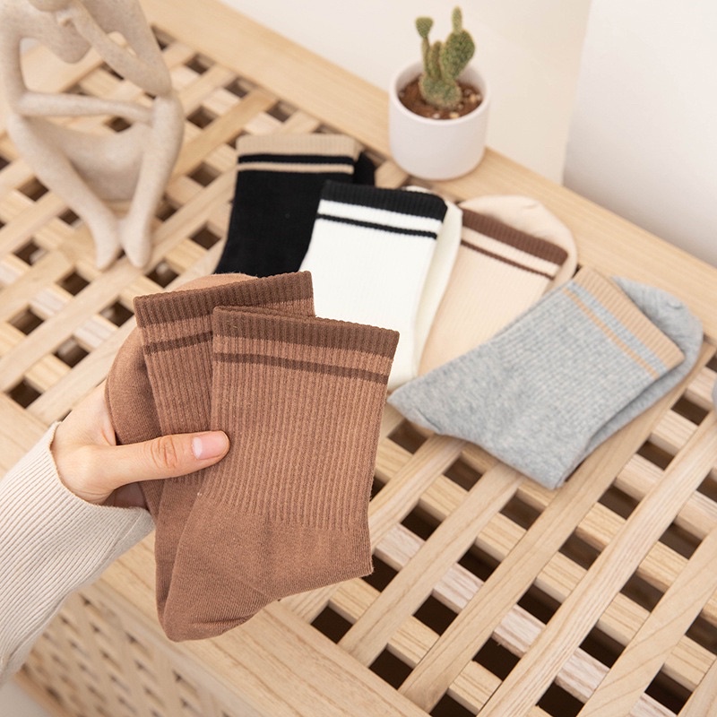 Vớ cổ cao viền thun cotton co giãn tốt phong cách Hàn Quốc dành cho nam và nữ