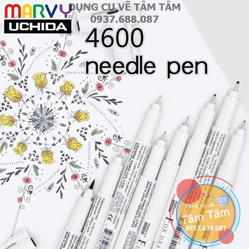 Bút line chuyên nghiệp Marvy Uchida 4600 có size từ 0.03 đến Brush-Dụng cụ vẽ Tâm Tâm