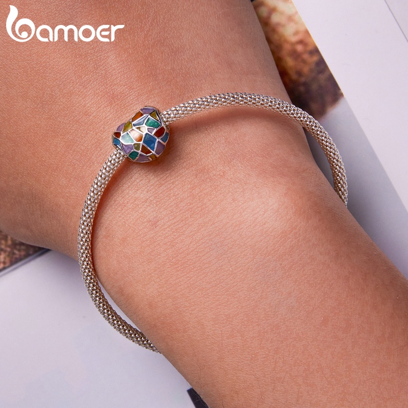 Mặt dây BAMOER bằng bạc 925 mạ vàng nhiều màu thời trang cho nữ