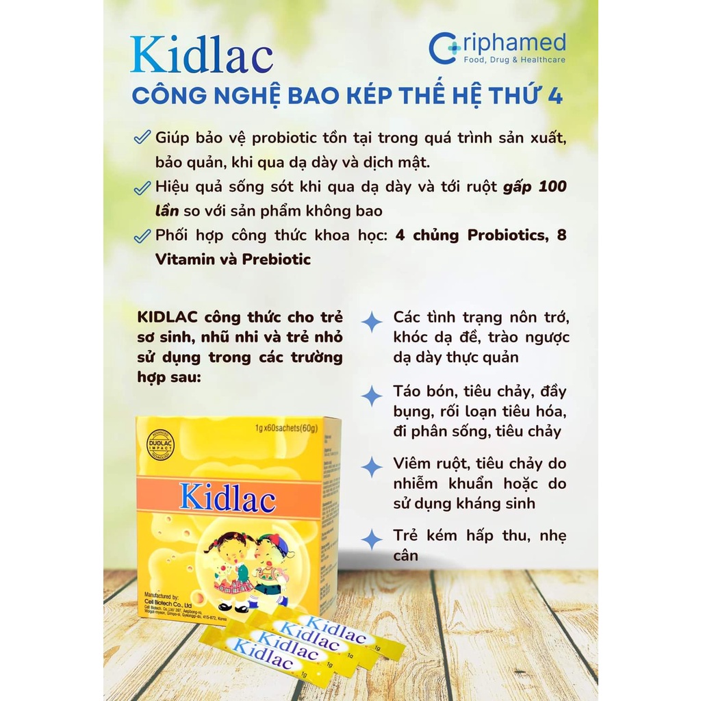 Men vi sinh hỗ trợ tiêu hóa cho trẻ Kidlac BCA
