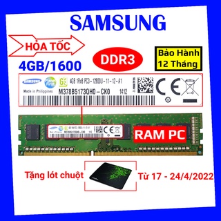 Ram pc samsung 4gb ddr3 bus 1333 1600 chính hãng bh 12th băng thông pc3 10600u 12800u