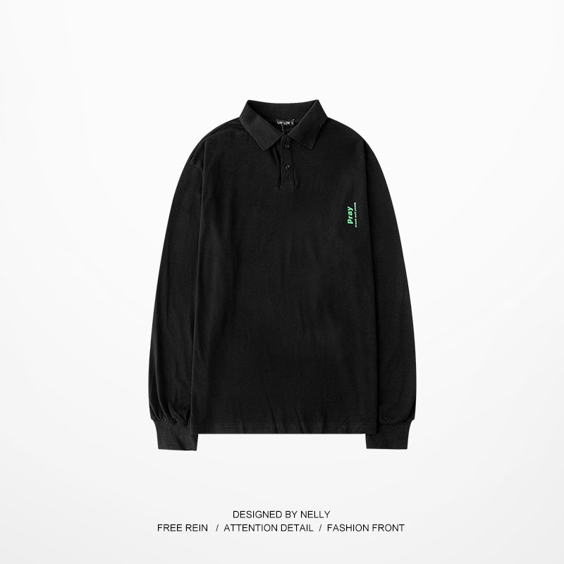 Áo Polo Nelly dài tay bo ống nam nữ basic thu đông áo phông