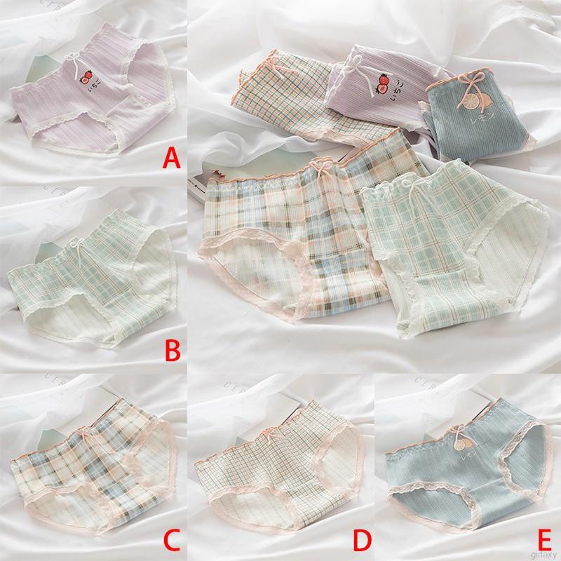 Quần lót cotton lưng vừa họa tiết trái cây phong cách Hàn Quốc dành cho nữ