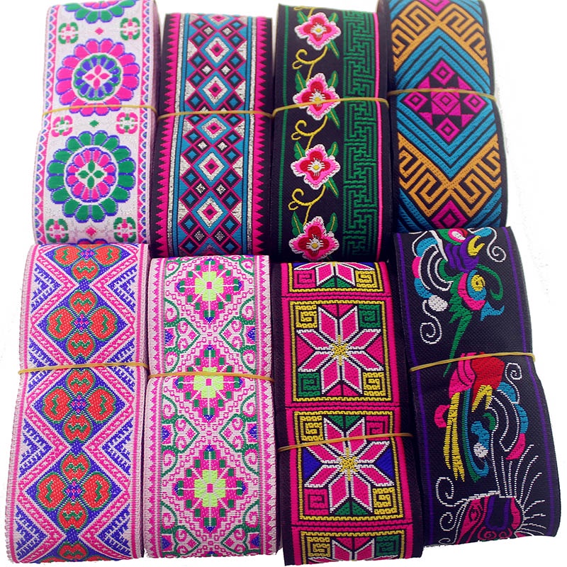 Mỗi 5 Yards Vải Ren Thêu Họa Tiết Dân Tộc Rộng 5cm Dùng Để May Quần Áo Thủ Công