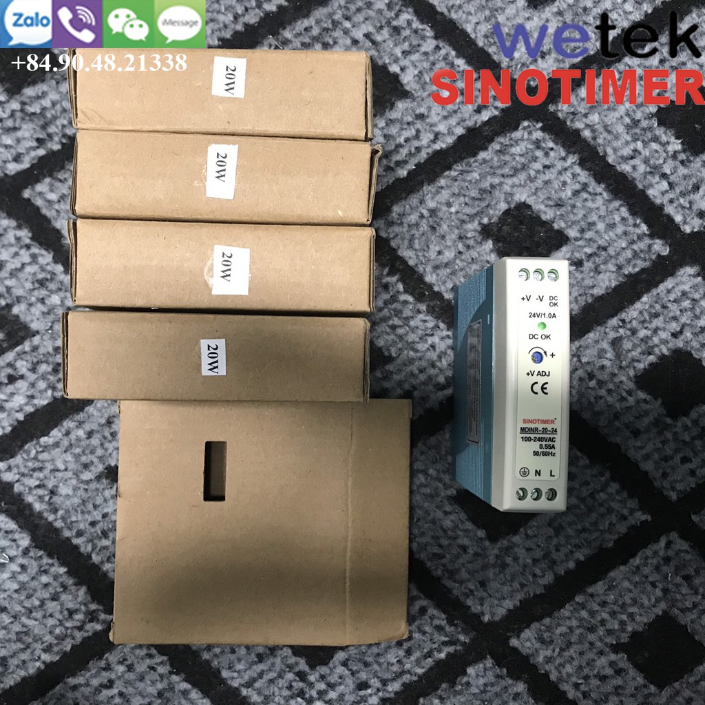 Nguồn 24Vdc gắn thanh DIN chính hãng Sinotimer 20W 24Vdc MDINR-20-24, 1 kênh đầu ra, bảo hành 12 tháng