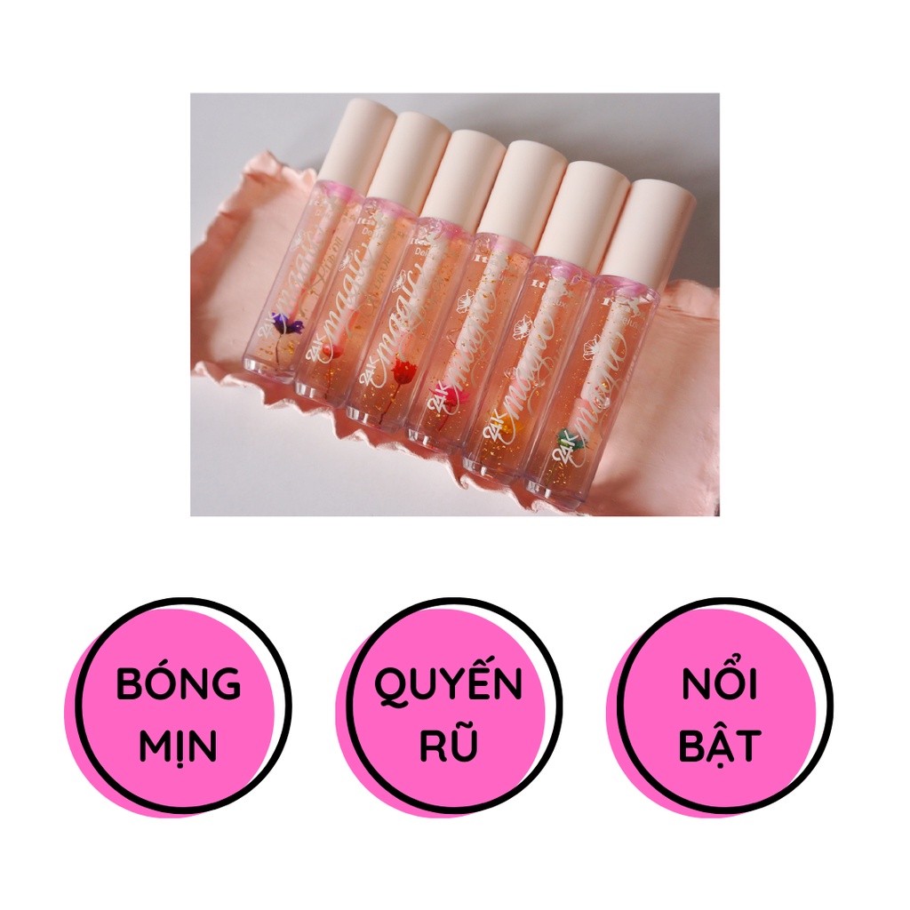 Son bóng nhũ vàng đổi màu ITALIA DELUXE 24k Magic Lip Oil 4ml