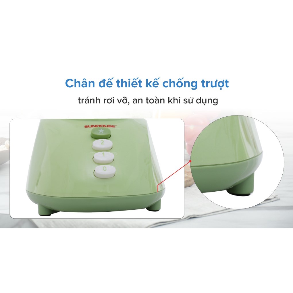 Máy Xay Sinh Tố Sunhouse Đa Năng SHD5112 Cối Thủy Tinh Chịu Lực Siêu Bền, BH Chính Hãng