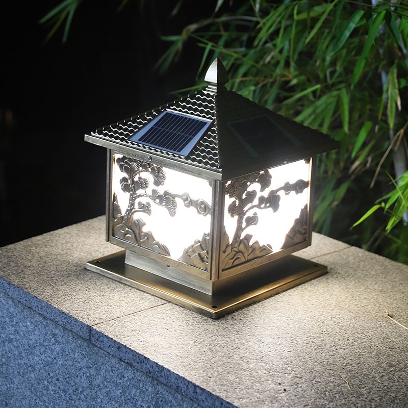 size 300mm đèn năng lượng mặt trời sân vườn đèn trang trí trụ cổng 4 chế độ màu có điều khiển
