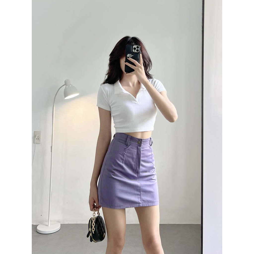 Chân váy HHVINTAGE kiểu lưng cao, hoạ tiết