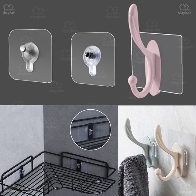 Móc đỡ kệ dán tường hai mặt trong suốt chịu lực chắc chắn không có gờ cho nhà bếp/phòng tắm chất lượng cao