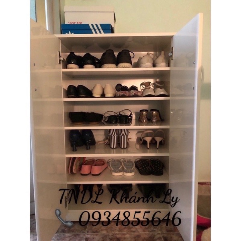 Tủ giày dép nhựa đài loan 2 cánh 6 tầng trắng 65x104