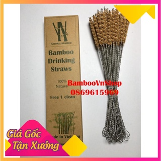 100 Que cọ ống hút tre- que cọ xơ dừa.