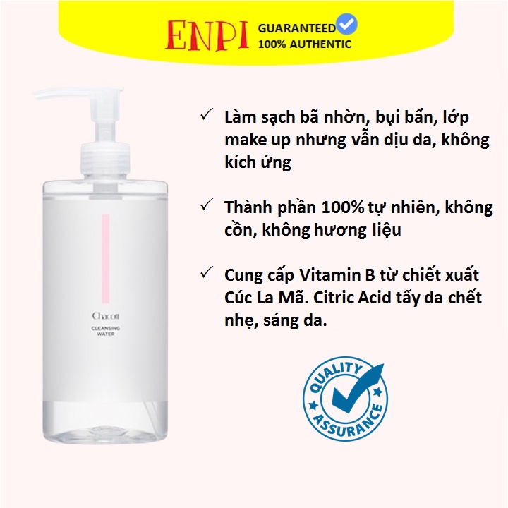 Nước tẩy trang Chacott 500ml