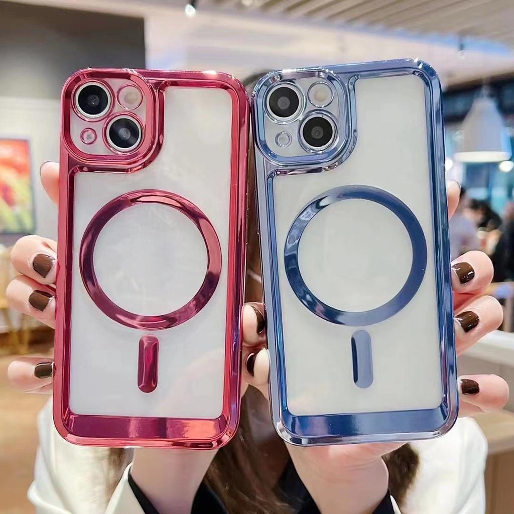 Ốp Điện Thoại Silicon Nam Châm Mạ Màu Cho IPhone 14 13 12 Pro Max 14 Max 13pro 12pro