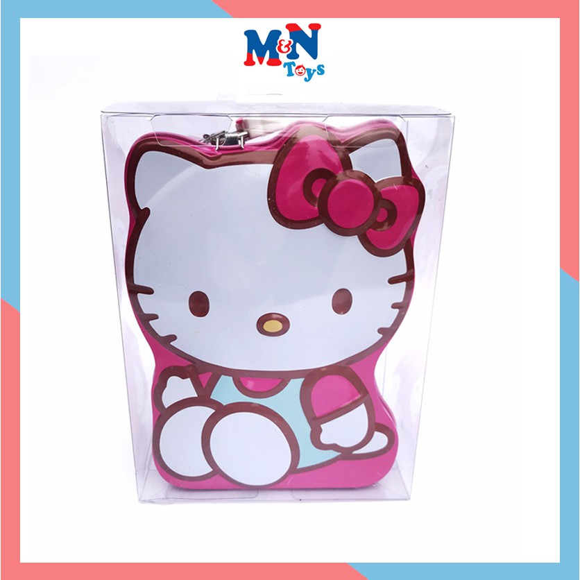 Hộp Tiết Kiệm Tiền Hello Kitty Hồng Có Khóa - Két Sắt Mini Kích Thước 16x12x8cm