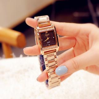 Đồng Hồ Đeo Tay Máy Quartz Mặt Vuông Bằng Thép Không Gỉ Chống Nước Cho Nữ