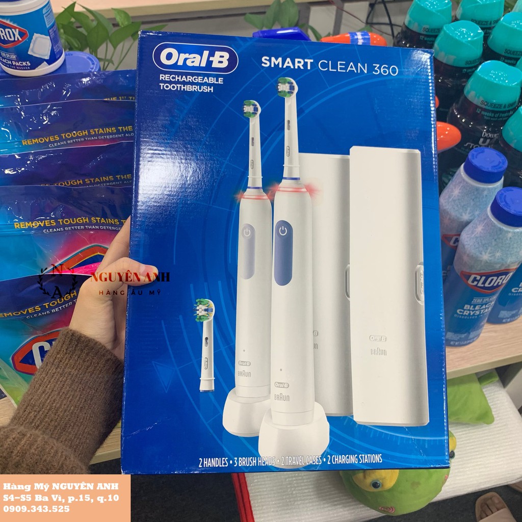 Bộ 2 bàn chải điện Oral-B Smart Clean 360 [Chính hãng] - HÀNG NHẬP NGUYÊN ANH